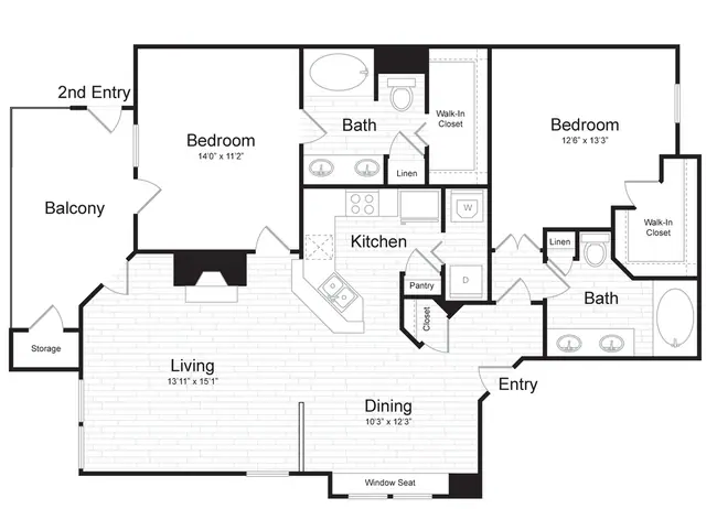 B3 2X2 1136 floor plan